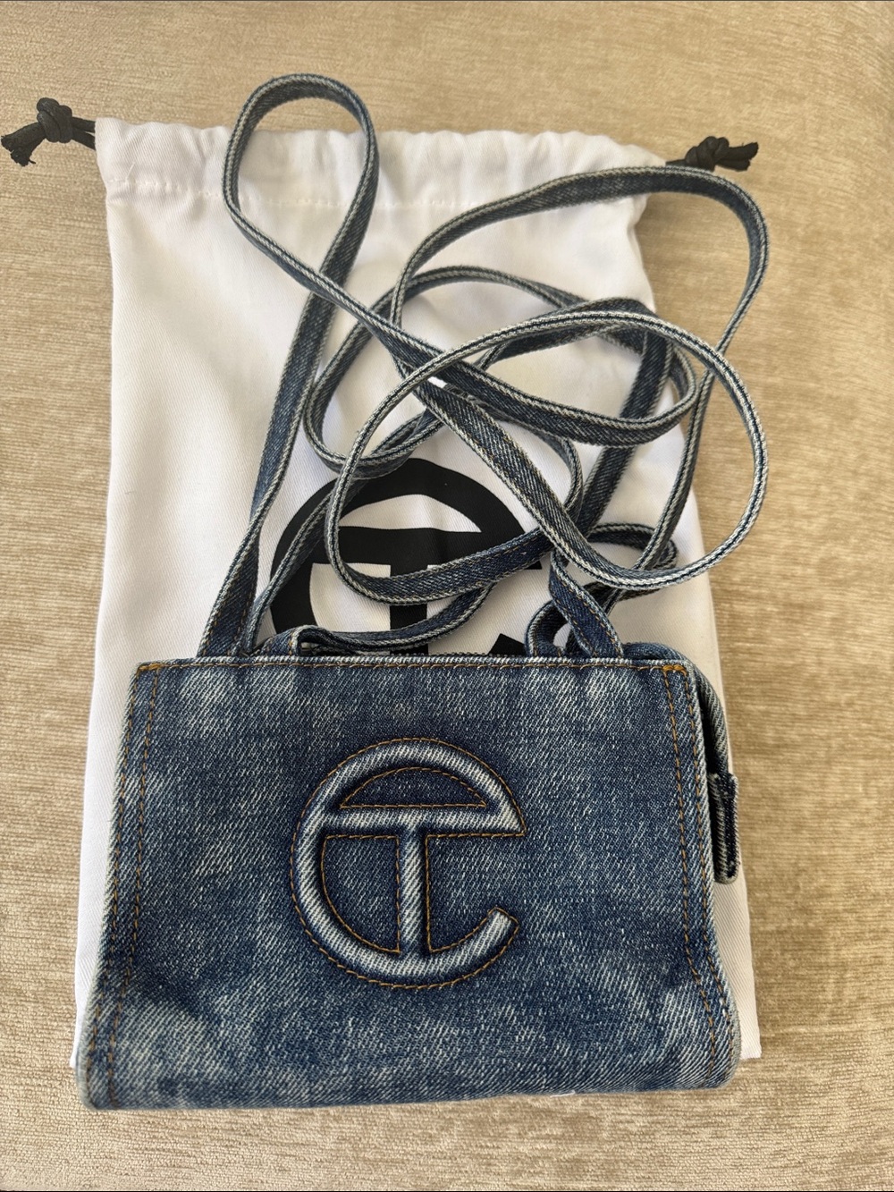 Telfar Denim Crossbody Bag - Blue
